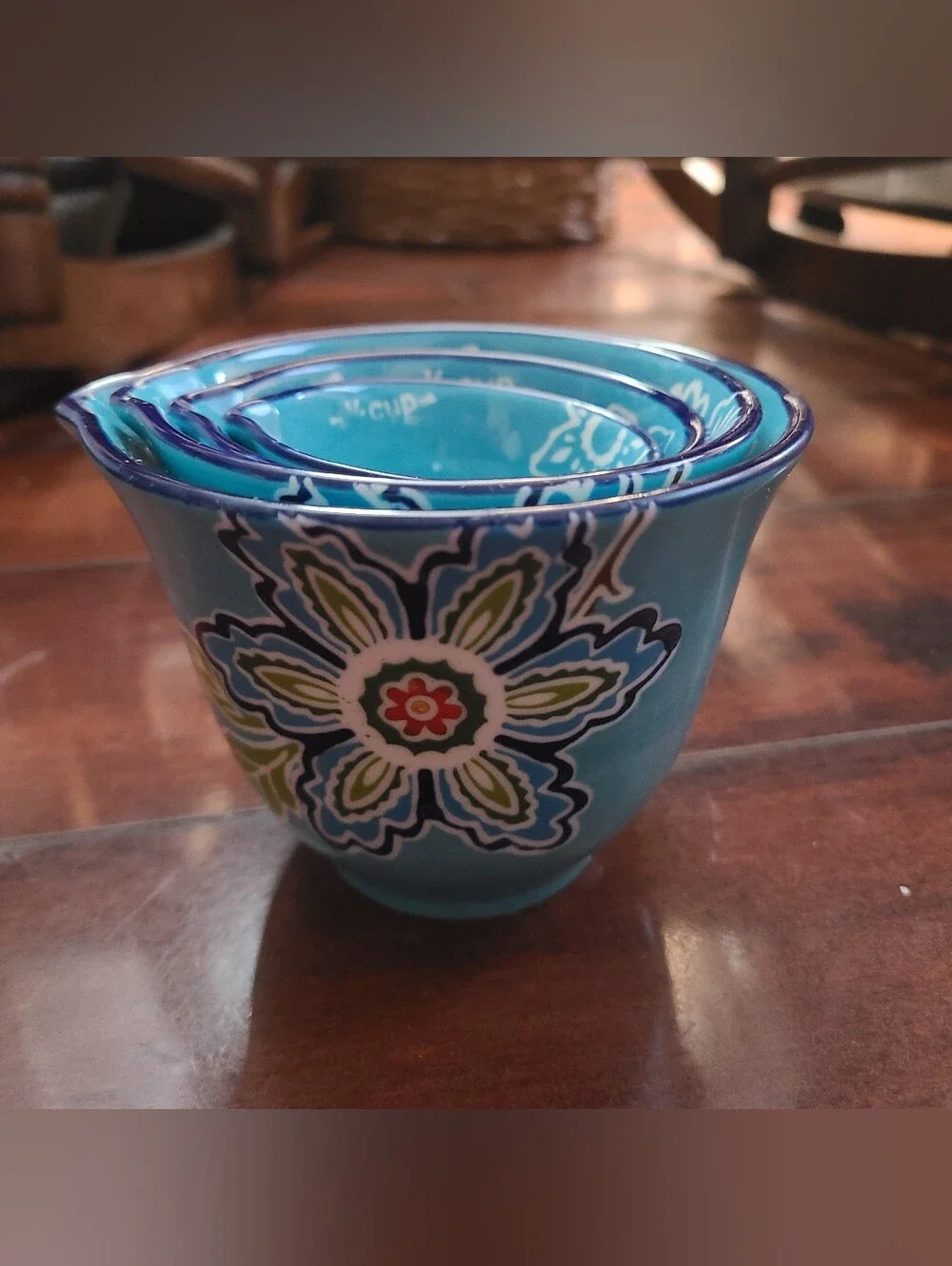 The Pioneer Woman Ceramic Nesting Floral Measuring Cups 4pc Pour Spout Set